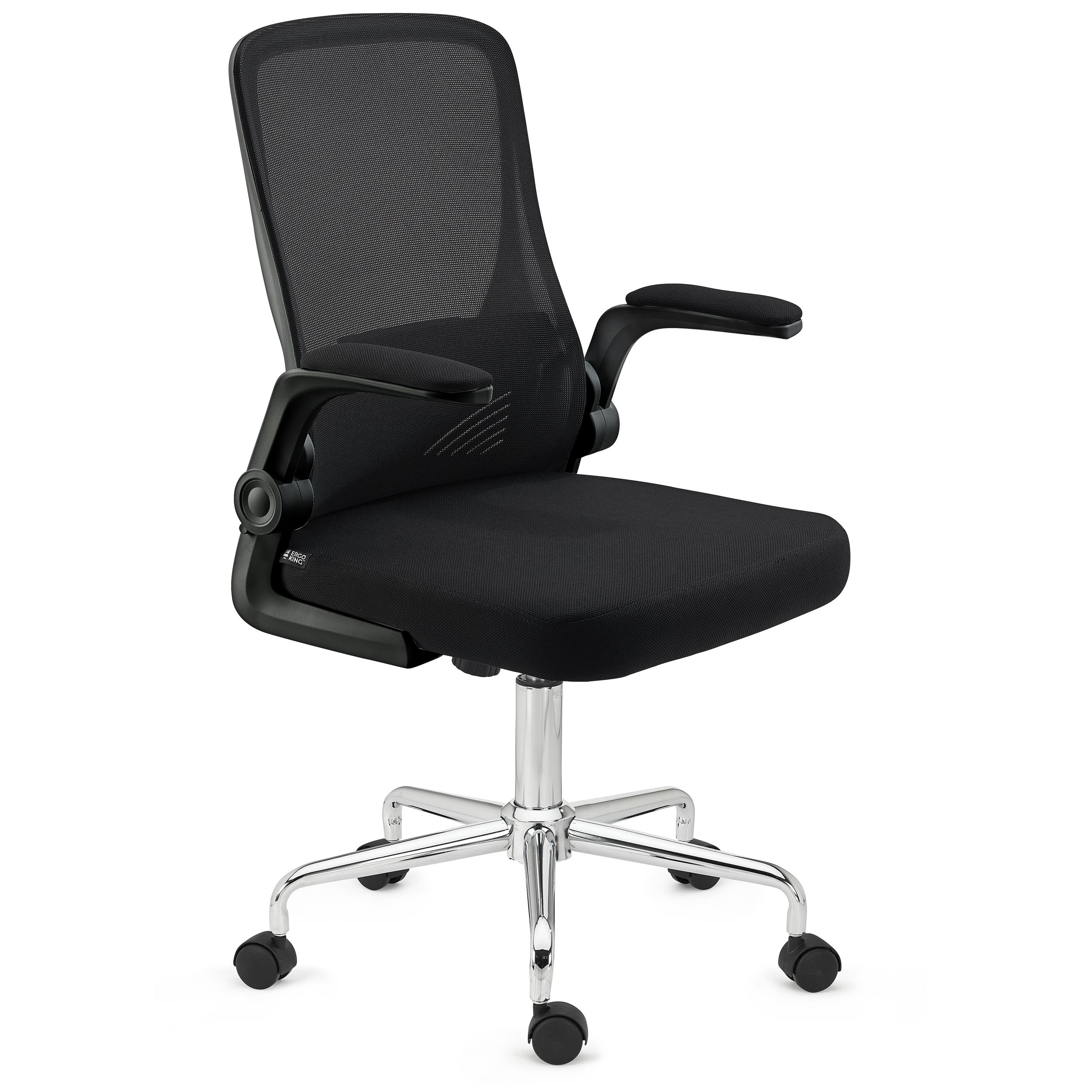 Chaises de bureau accoudoir rabattable à 90°, chaise d'ordinateur  ergonomique, fauteuil de bureau avec accoudoirs pliants, support lombaire,  chaise de bureau confortable en maille respirante, noir  IKI-Officechair-8-black - Conforama