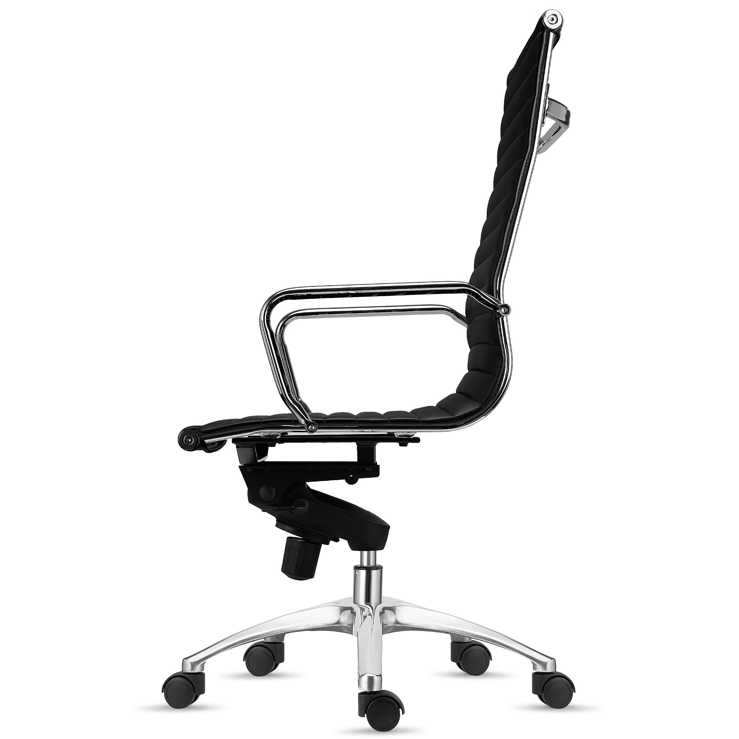 Chaise de bureau avec table pliable et base en métal finition noir  fabriquée en cuir synthétique couleur crème Ken CLP - Habitium®