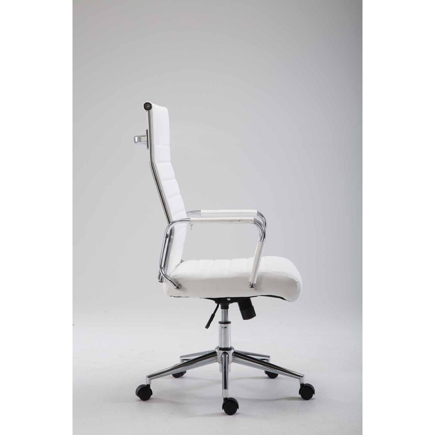 Chaise De Bureau Kolmu Pietement Metallique Cuir Blanc Chaisepro Fr
