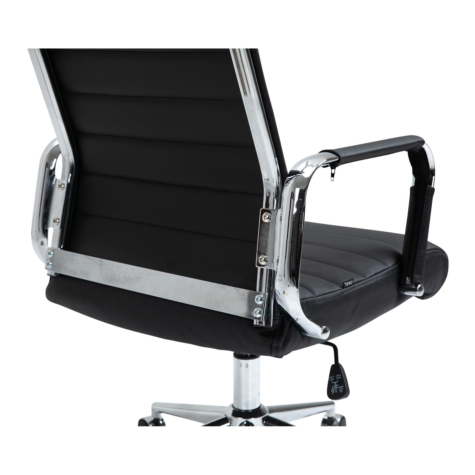 Chaise de Bureau DORIS, structur Métallique Chromé, cuir, noir 