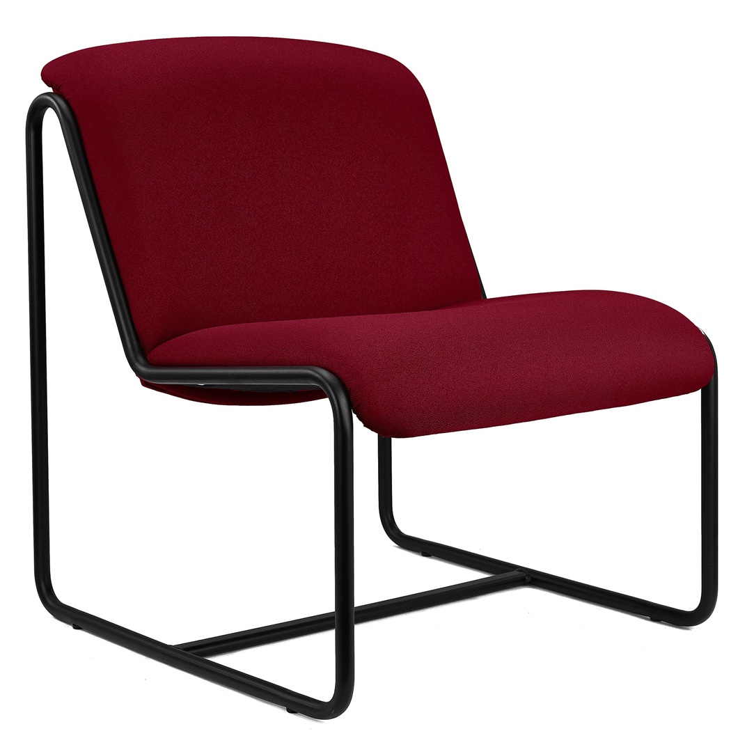 Chaise visiteur LIMA, Design Exclusif, Structure Métallique, en Tissu Bordeaux