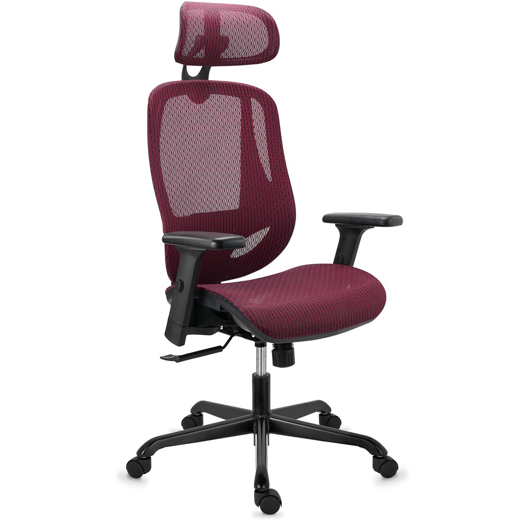 DEMO# Chaise Ergonomique NOVA, Confortable et Ajustable, Grande Qualité et Design, en Maille, Rouge