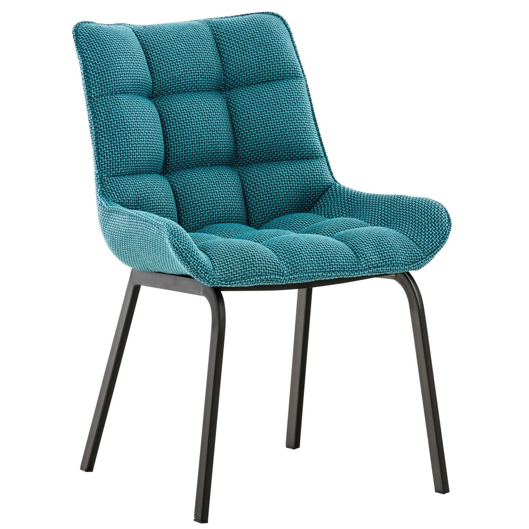 Fauteuil visiteur TANGO, Rembourrage Épais, Pieds en Métal Noir, Tissu Turquoise