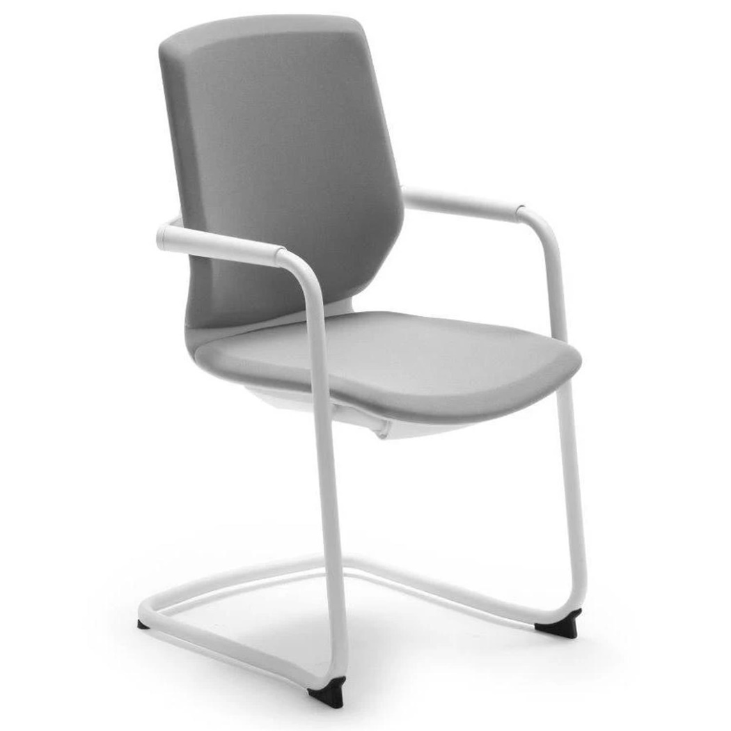 Chaise visiteur OSCAR, Design Moderne, Structure Métallique, Empilable, en Tissu, Gris