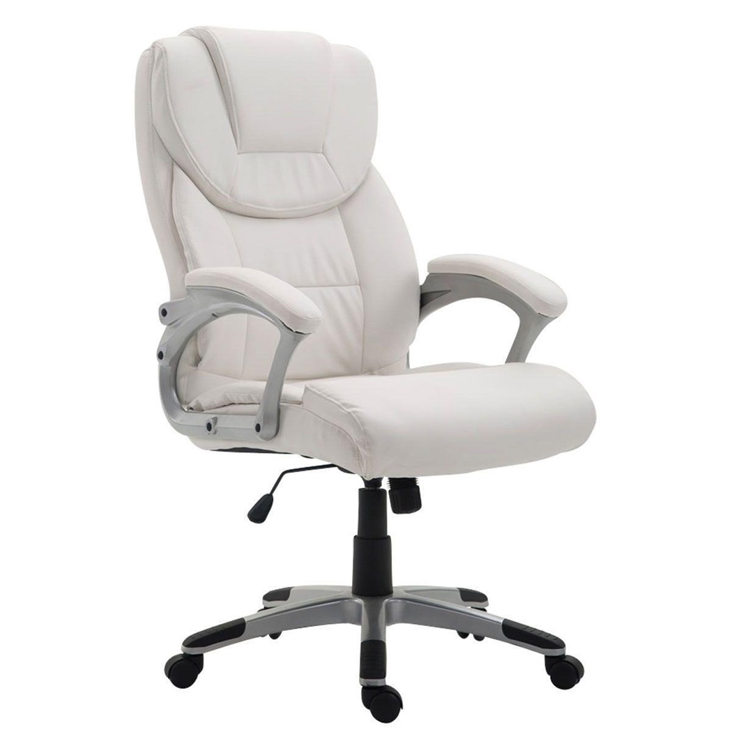 Fauteuil de bureau BALTIMORE, grand rembourrage, très résistant, revêtement cuir, Blanc