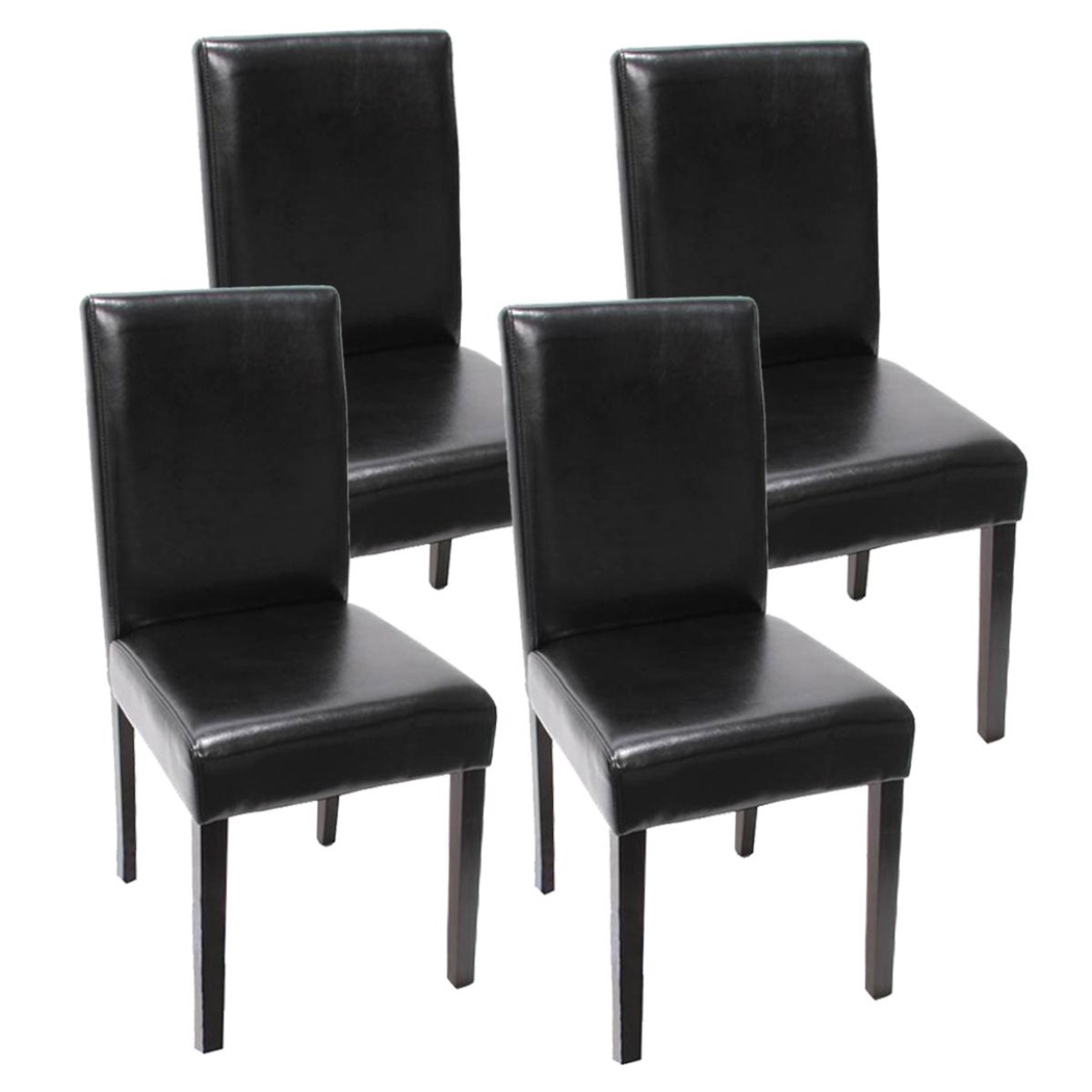 NON ACTIVE FIN JUIN/Lot de 4 Chaises de Salle à Manger LITAU, Cuir Noir, Pieds Noirs