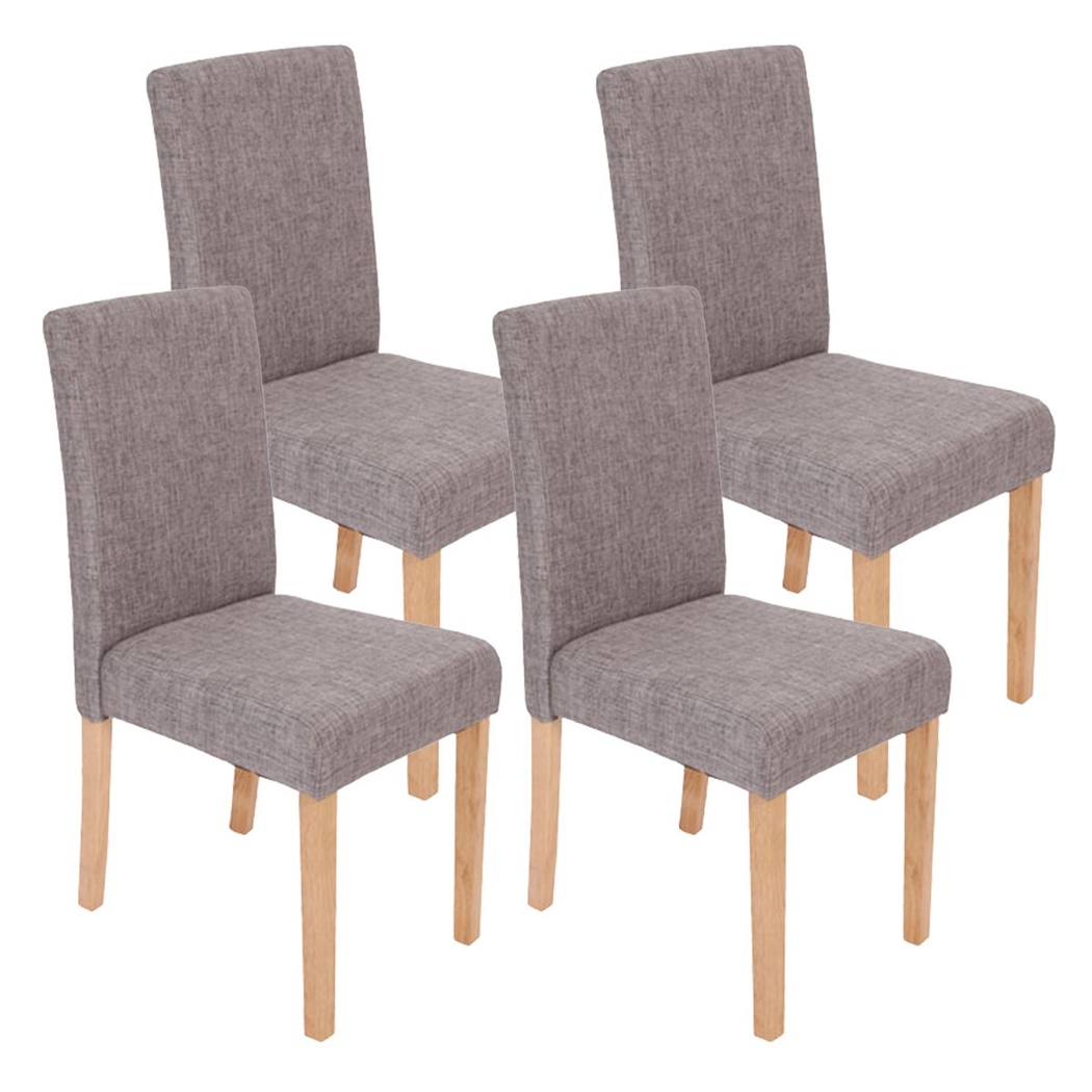 Lot de 4 Chaises de Salle à Manger LITAU TISSU, Gris, Pieds Couleur Hêtre