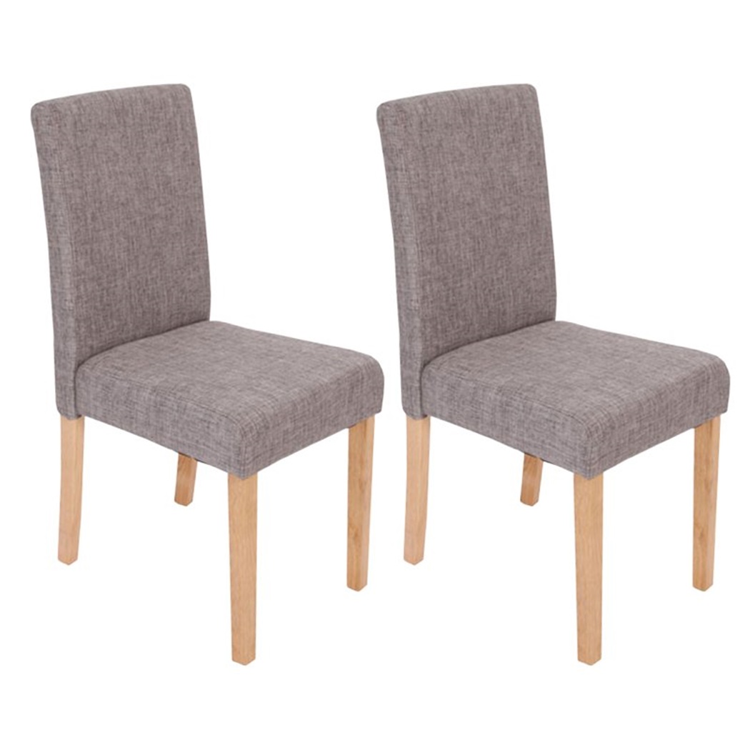 Lot de 2 Chaises de Salle à Manger LITAU TISSU, Gris, Pieds Couleur Hêtre