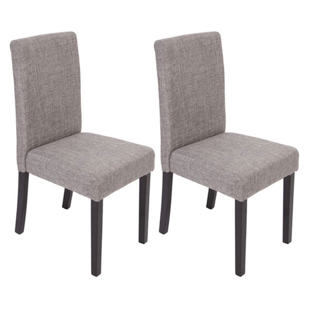 Lot de 2 Chaises de Salle à Manger LITAU TISSU, Gris, Pieds Noirs