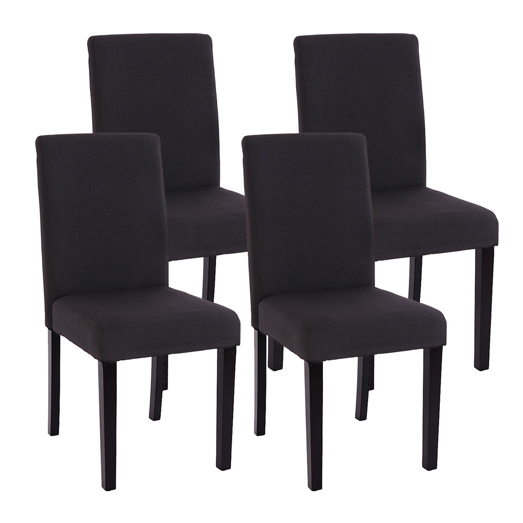 Lot de 4 Chaises de Salle à Manger LITAU TISSU, Noir, Pieds Noirs