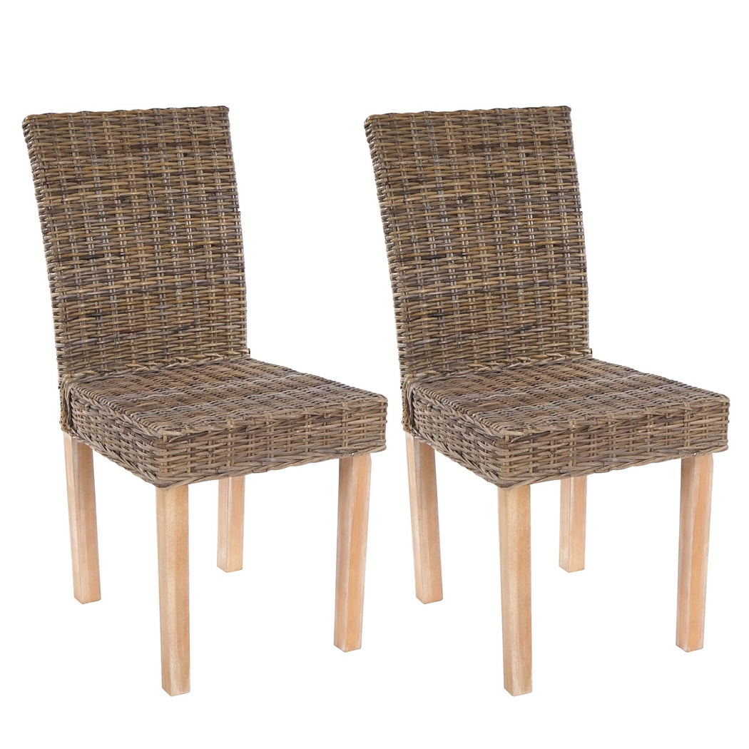 Lot de 2 Chaises de Salle à Manger LUCA, En Poly Rotin, Gris Naturel