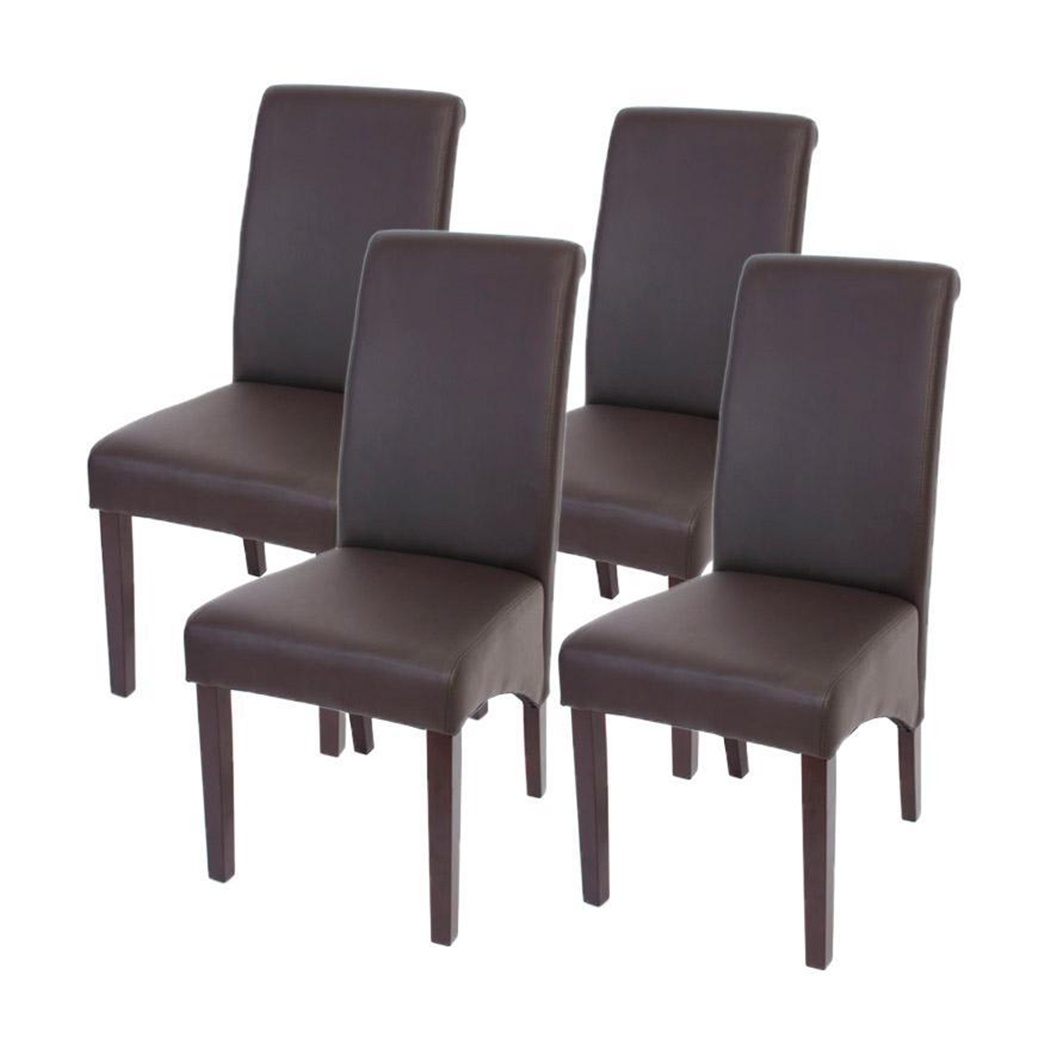 Lot de 4 Chaises de Salle à Manger TURIN, Qualité et Style, en Cuir Mat Marron, Pieds Noirs