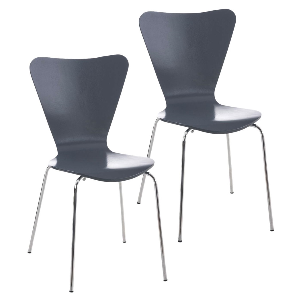 Lot de 2 Chaises de Salle à manger LERMA, Structure Métallique, Empilables, Gris