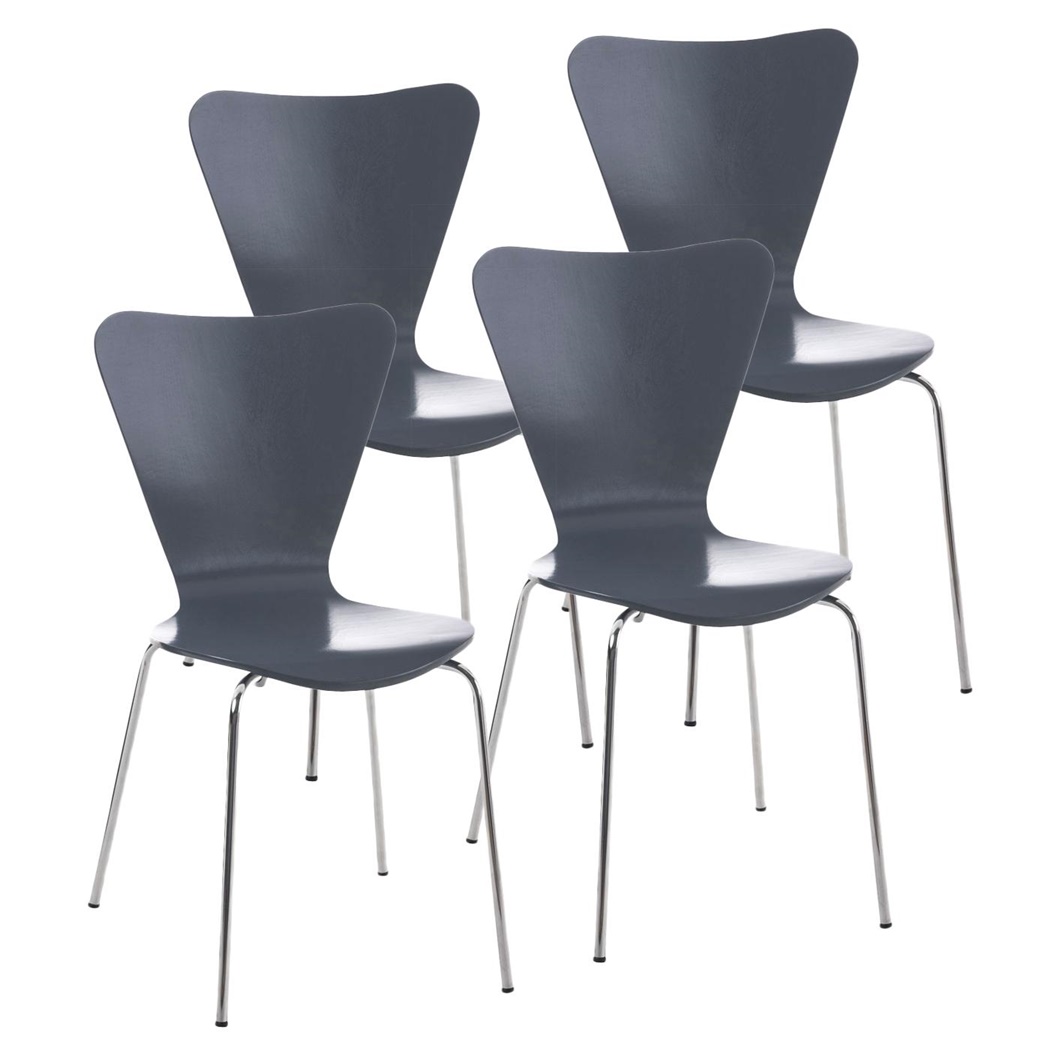 Lot de 4 Chaises de Salle à manger LERMA, Structure Métallique, Empilables, Gris