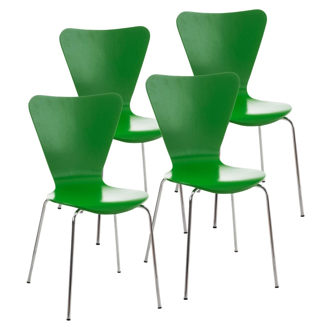 Lot de 4 Chaises de Salle à manger LERMA, Structure Métallique, Empilables, Vert