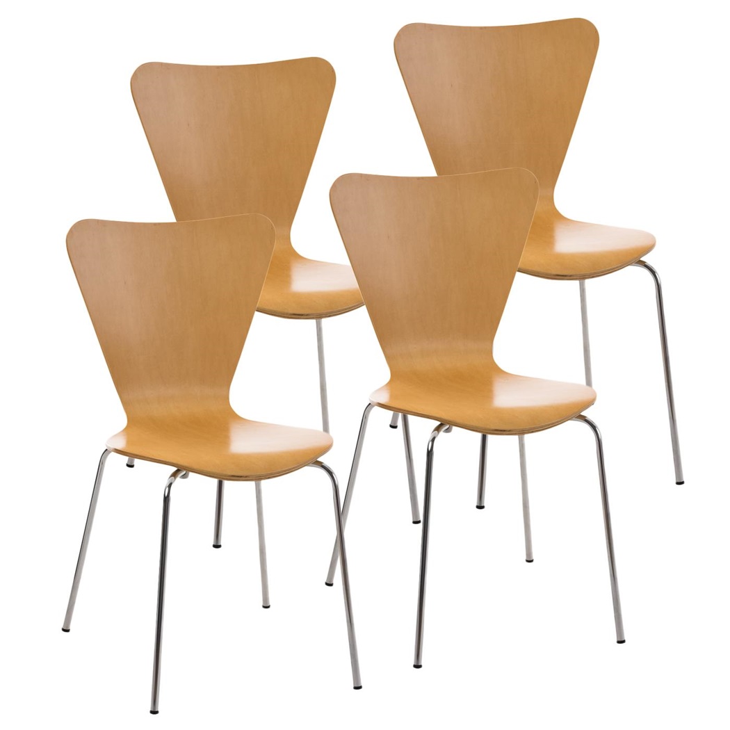 Lot de 4 Chaises de Salle à manger LERMA, Structure Métallique, Empilables, Hêtre