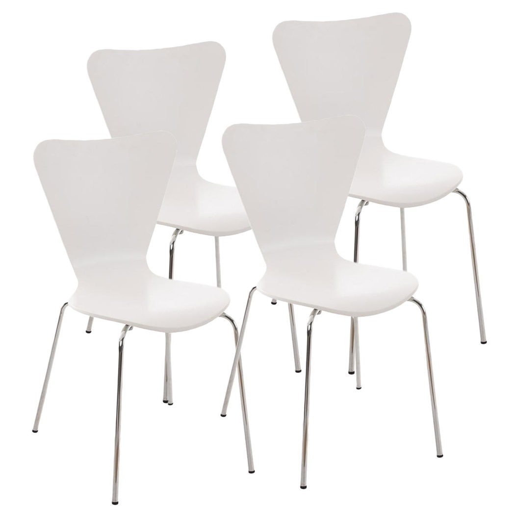 Lot de 4 Chaises de Salle à manger LERMA, Structure Métallique, Empilables, Blanc