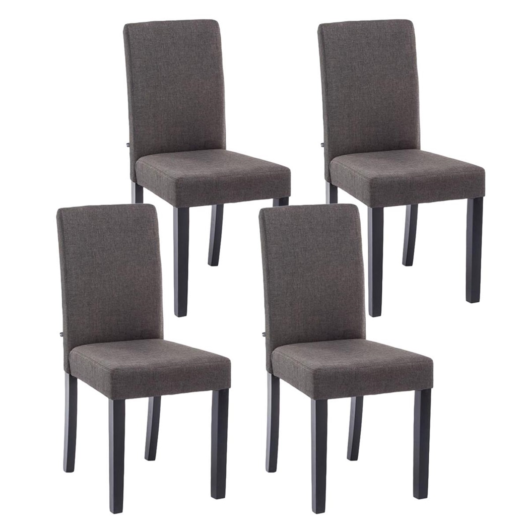 Lot de 4 Chaises de Salle à Manger ADRIA, En Tissu Gris Foncé, Pieds en Bois Noirs