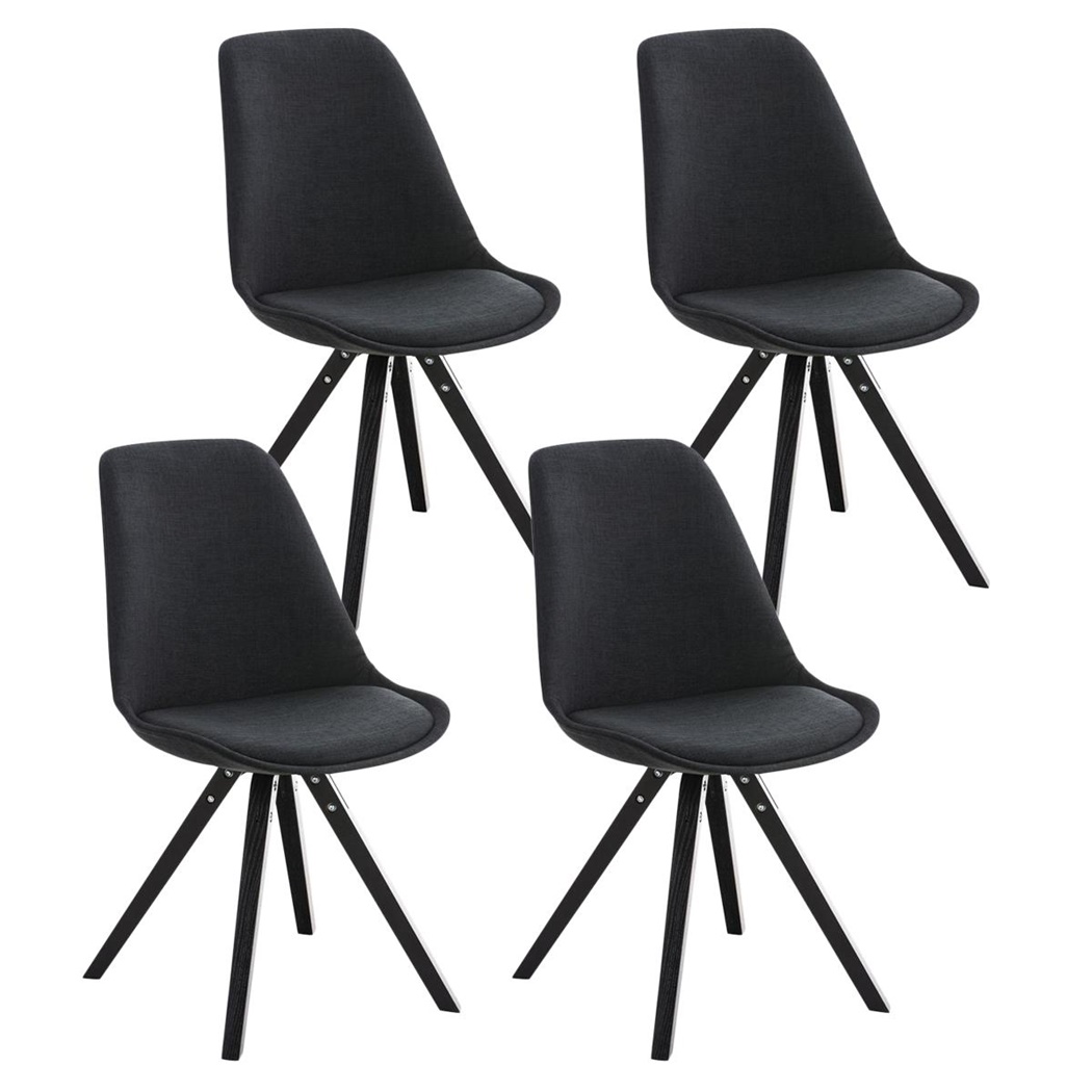 Lot de 4 Chaises de Salle à Manger BAHIA TISSU, Noir et Pieds Noirs