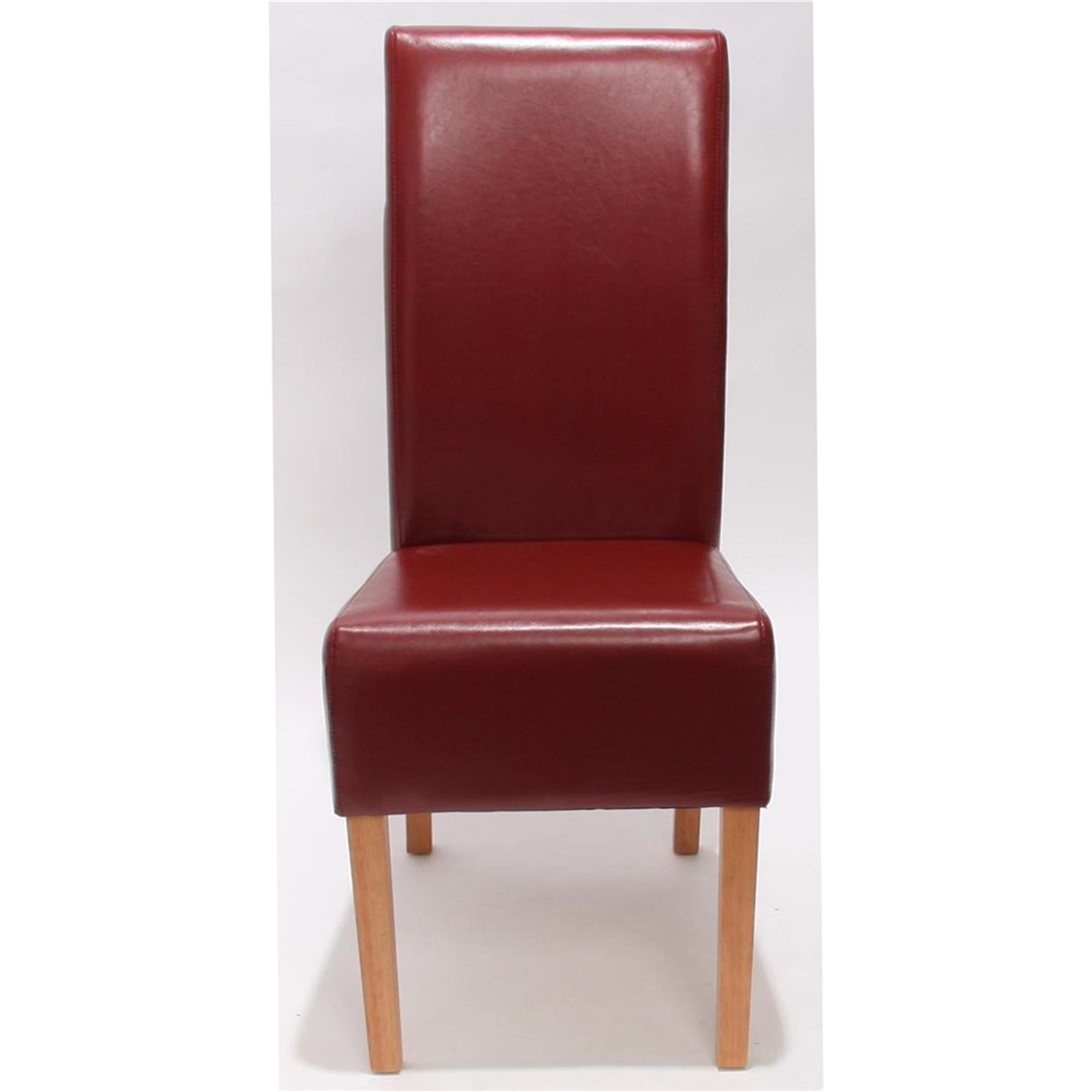 Lot de 4 Chaises de Salle à Manger LATINA, en CUIR AUTHENTIQUE Rouge et Pieds Hêtre