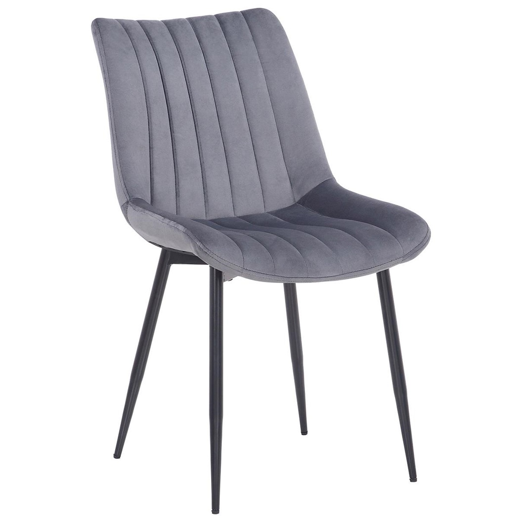 Chaise de Salle à Manger ZEFIR, Revêtement en Velours Gris, Structure métallique