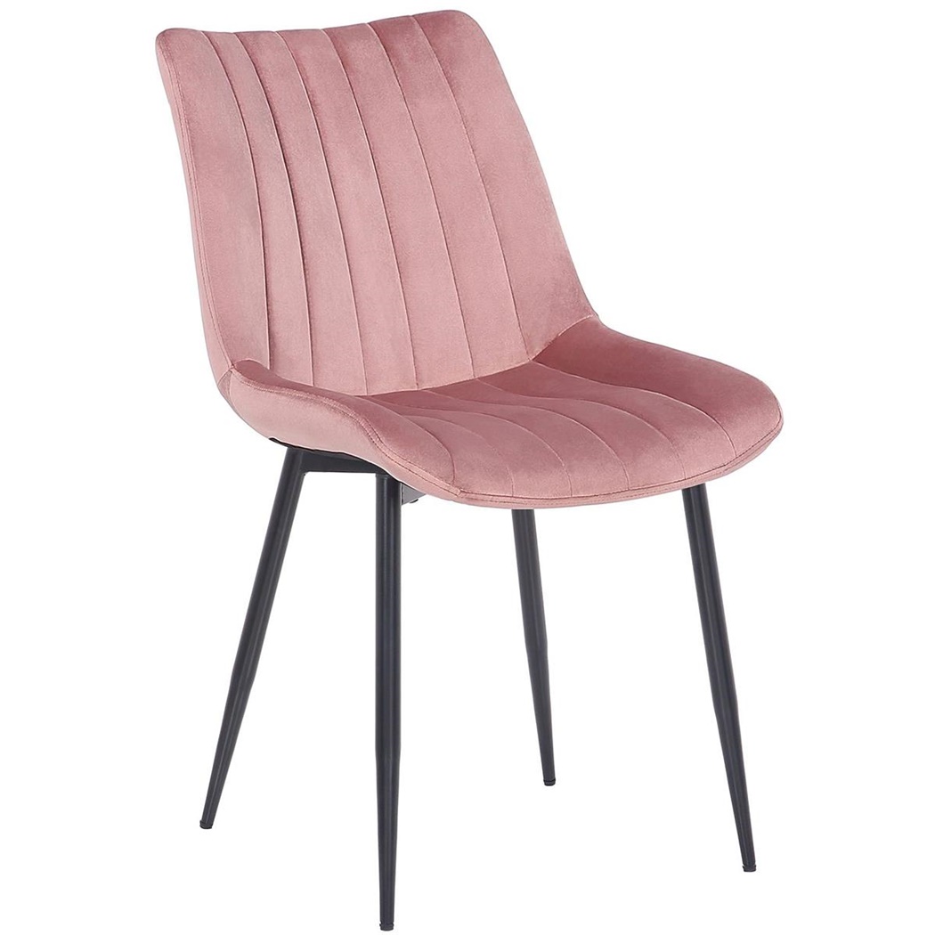 Chaise de Salle à Manger ZEFIR, Revêtement en Velours Rose, Structure métallique