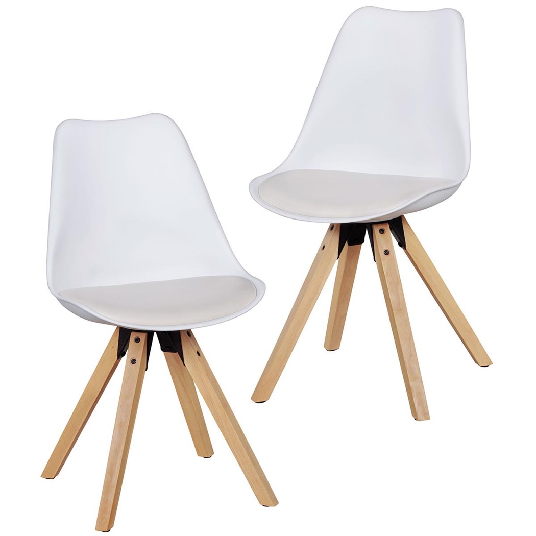 Lot de 2 Chaises de Salle à Manger VIVALDI Blanche, Structure en Bois