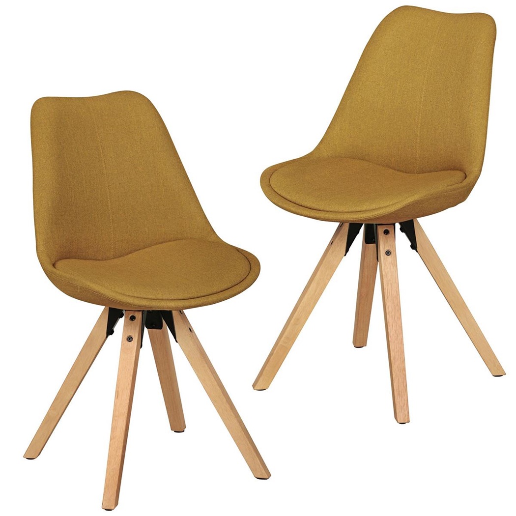 Lot de 2 Chaises de Salle à Manger VIVALDI Ocres, Structure en Bois