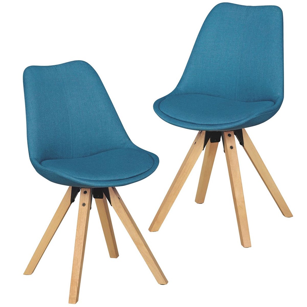 Lot de 2 Chaises de Salle à Manger VIVALDI Bleu, Structure en Bois