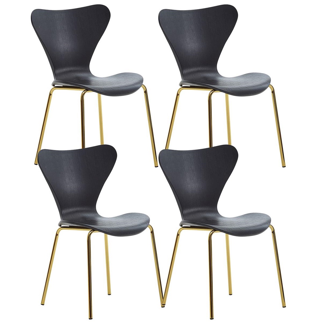 Lot de 4 Chaises de cuisine COVER Noir, Design Élégant, Structure en Métal