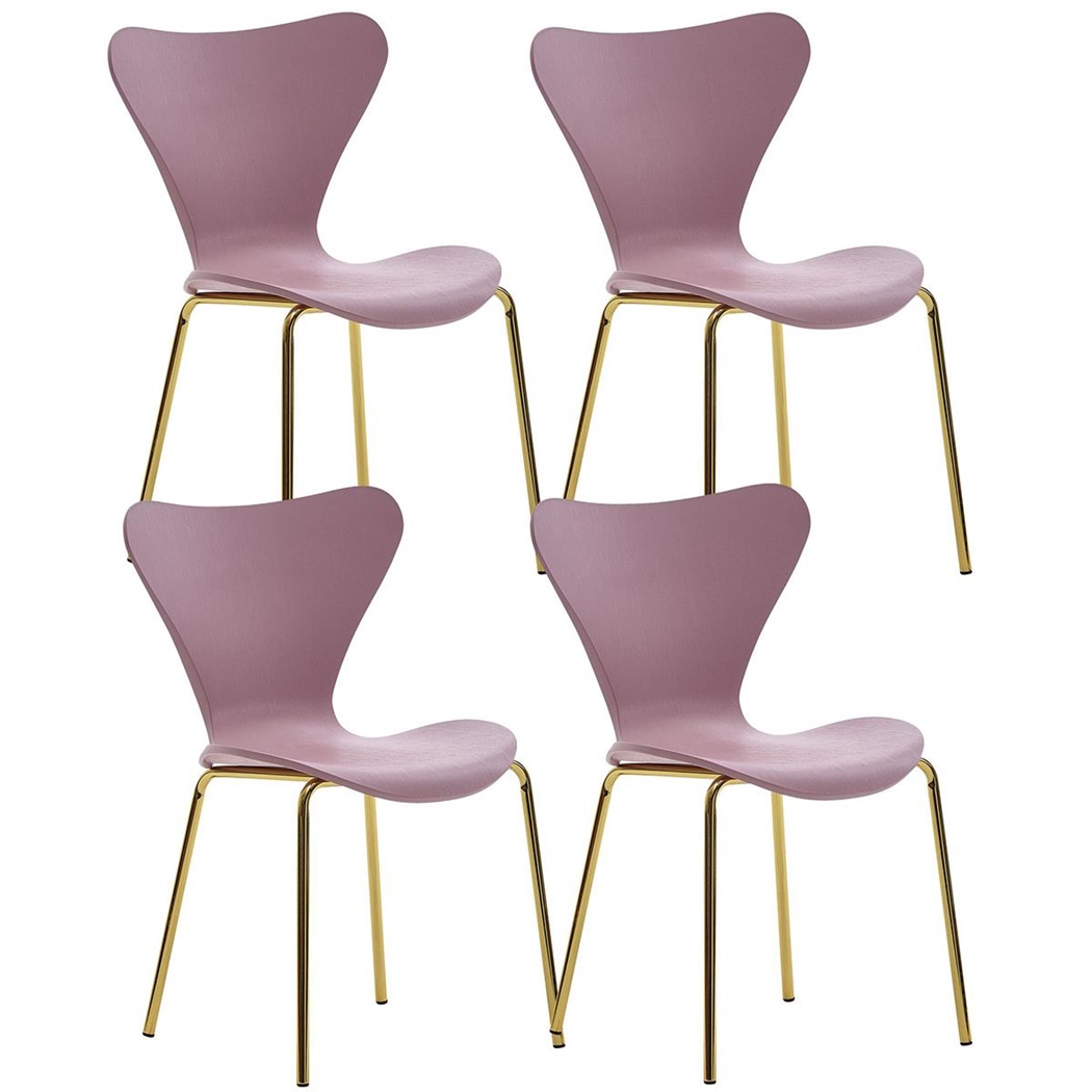 Lot de 4 Chaises de cuisine COVER Rose Design Élégant, Structure en Métal