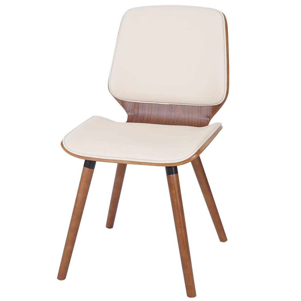 Lot de 6 Chaises de Salle à Manger KAPIA, Design Rétro, en Bois Noyer, Cuir Crème 