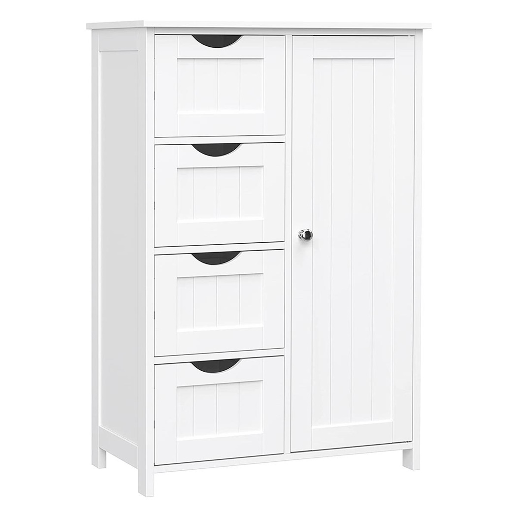 Armoire LULU, 55x30x81 cm, Design Rustique, Nombreux Rangements, en Bois, Blanc 