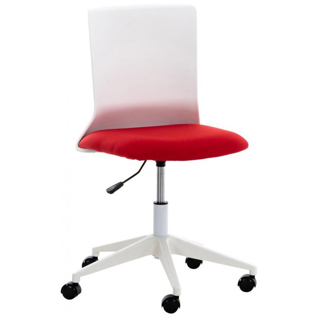 Chaise de bureau TURY, Structure Blanche, Assise en Tissu, Rouge