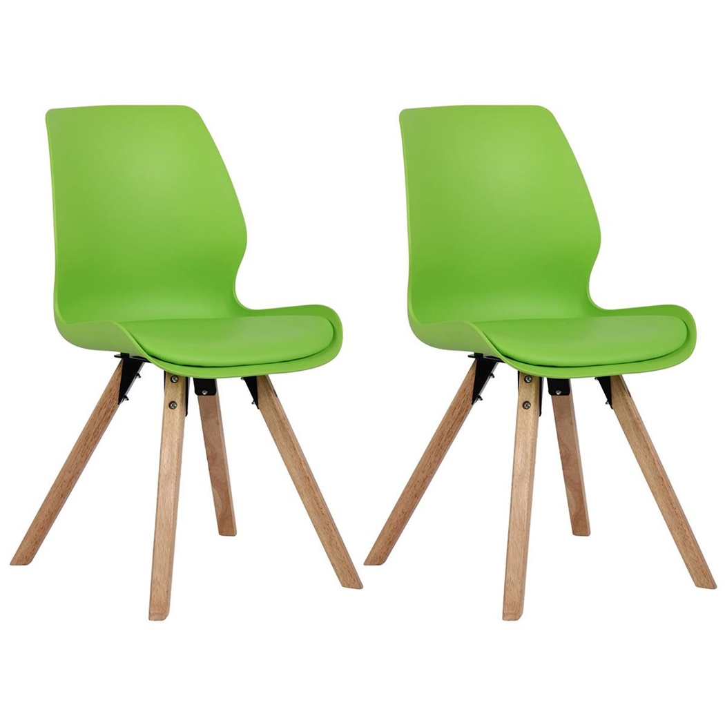 Lot de 2 Chaises Visiteur KALI, Pieds en Hêtre, Assise Rembourrée, Vert