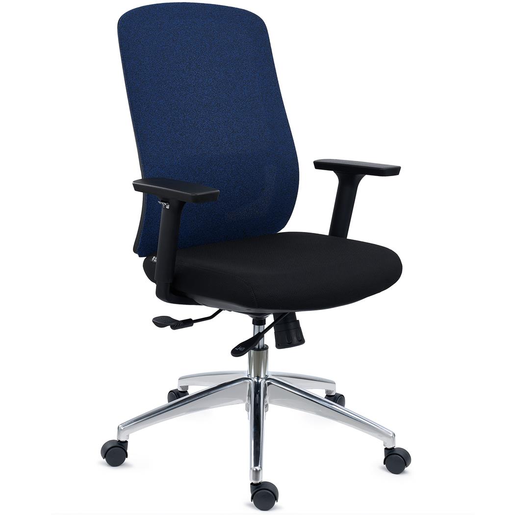 Chaise Ergonomique ASTRA, Assise Ajustable en Profondeur, Utilisation Intensive 8h, Inclinaison Synchrone, Bleu