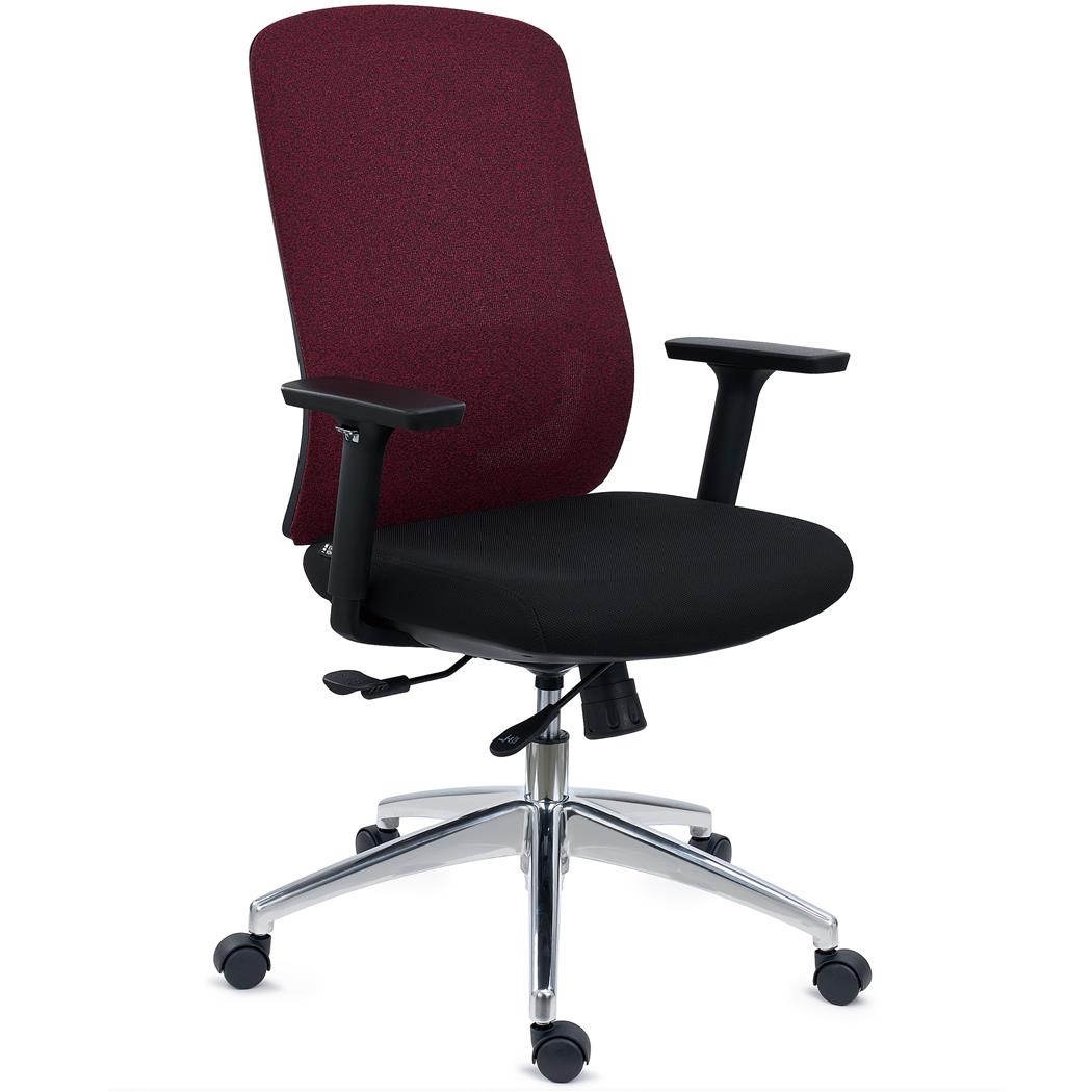 DEMO# Chaise Ergonomique ASTRA, Assise Ajustable en Profondeur, Utilisation Intensive 8h, Inclinaison Synchrone, Bordeaux