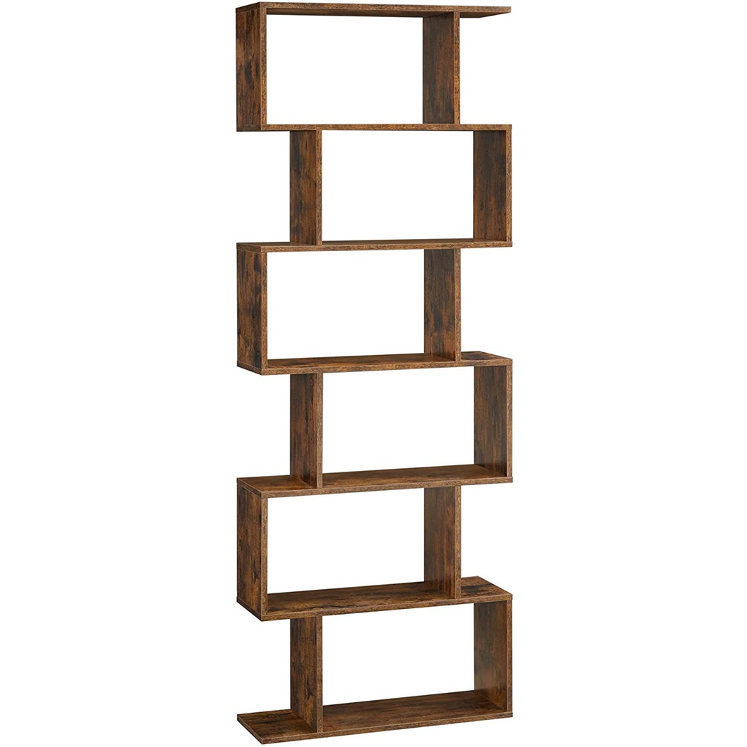 DEMO# Étagère KISTA, 70x24x190 cm, Design Moderne, en Bois, couleur Noyer