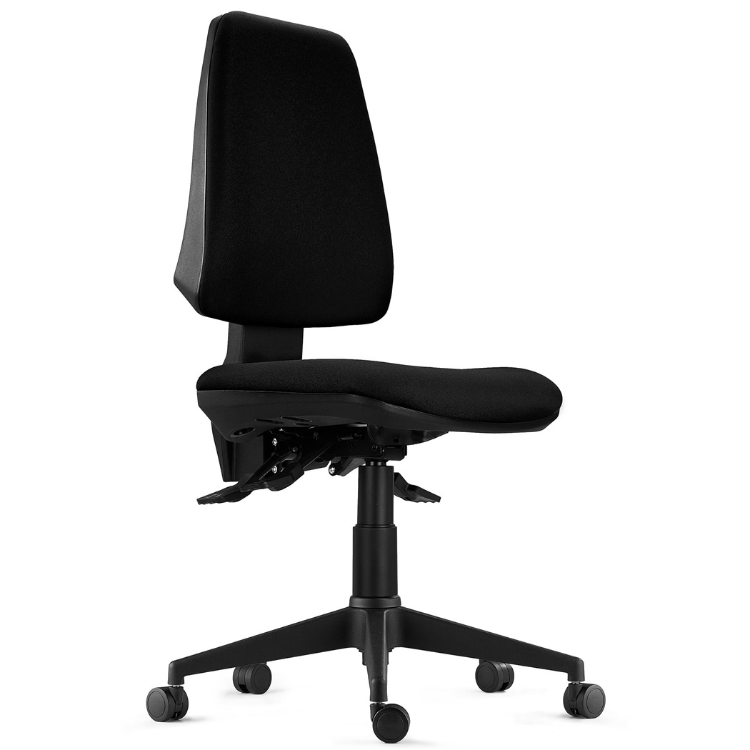 DEMO# Chaise de Bureau Ergonomique INDIANA BASE, Usage Intensif 8H,Très Solide, en Tissu Noir