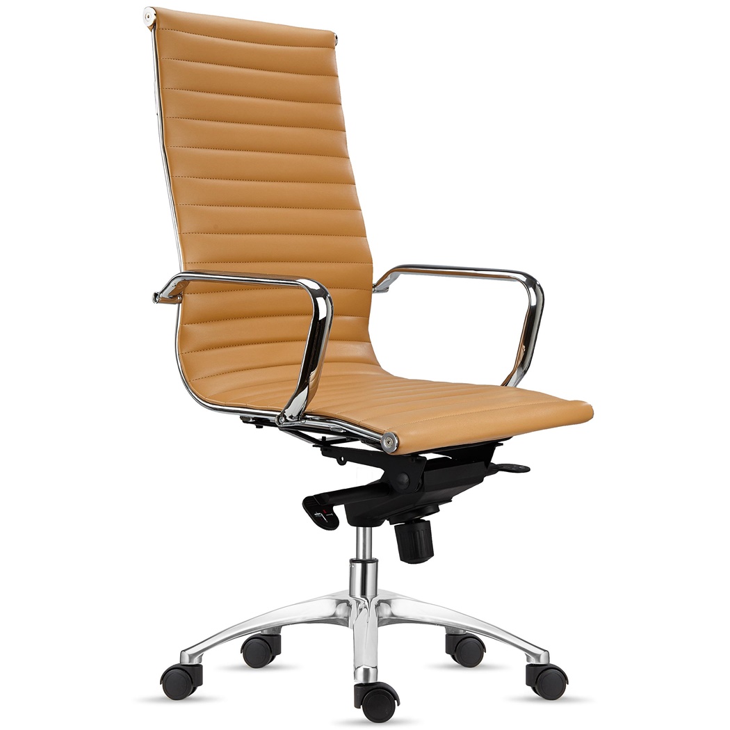 DEMO# Chaise de Bureau CHICAGO, Design Élégant, Dossier Haut, en Cuir, Marron