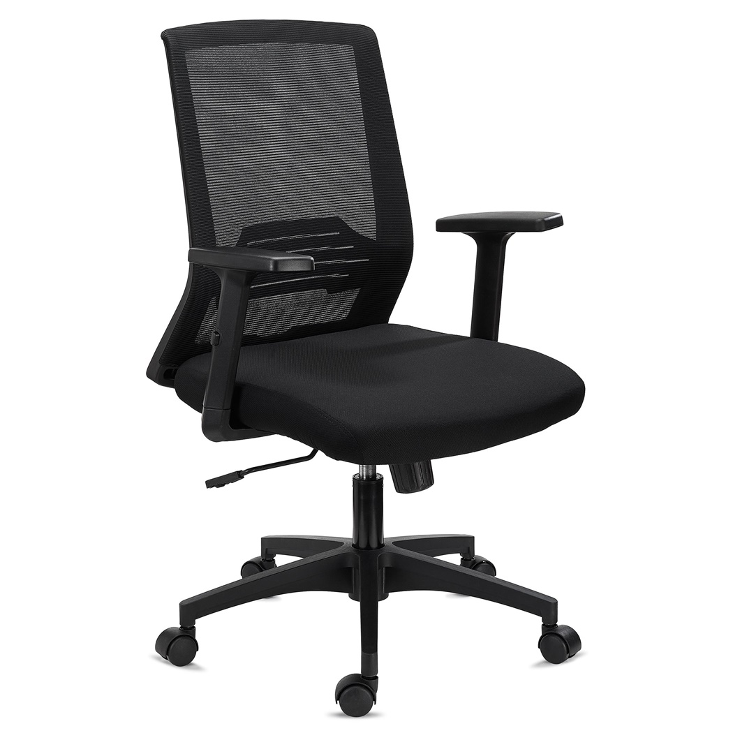 DEMO# Chaise de Bureau ACTIVE, Support Lombaire, Accoudoirs Ajustables, Confortable et Robuste, Noir