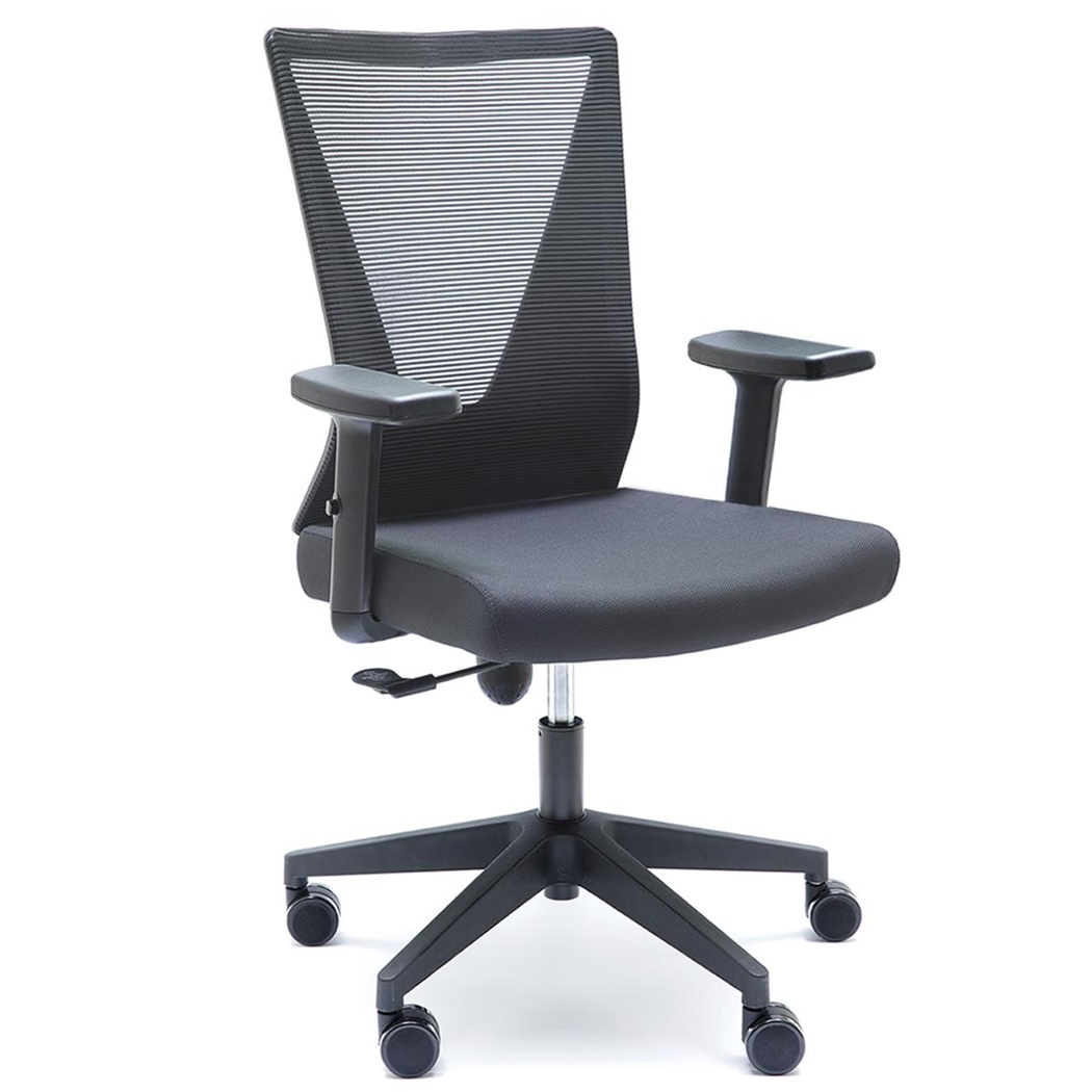 DEMO# Chaise de Bureau COLMAR, Moderne et Confortable, en Tissu et Maille Respirable, Noir