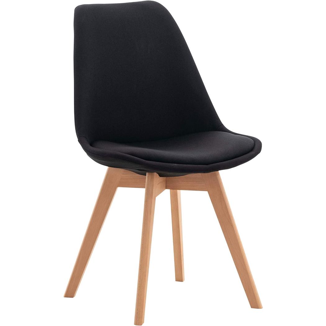 Chaise visiteur SKYLER, Style Scandinave, Piétement en Bois de Hêtre, en Tissu Noir