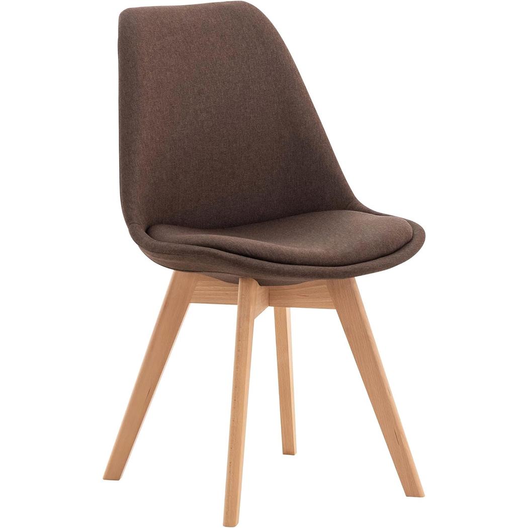 Chaise visiteur SKYLER, Style Scandinave, Piétement en Bois de Hêtre, en Tissu Marron