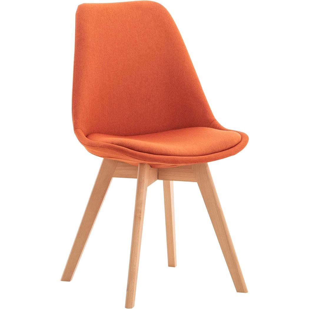 Chaise visiteur SKYLER, Style Scandinave, Piétement en Bois de Hêtre, en Tissu Orange