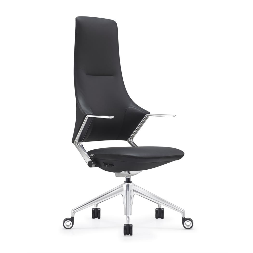 Fauteuil de Bureau BOHÈME, Excellente Qualité, Design Unique, Aluminium et Cuir, Noir