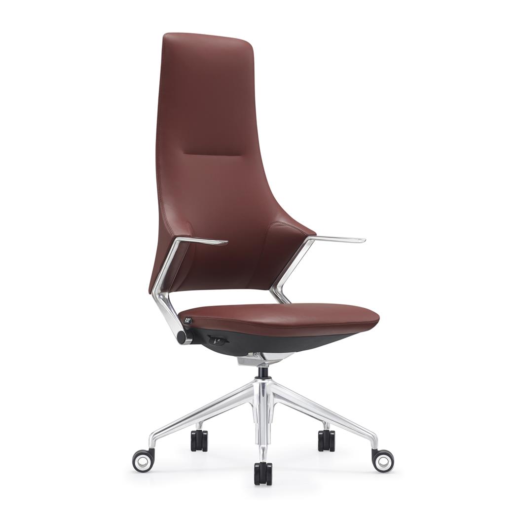 Fauteuil de Bureau BOHÈME, Excellente Qualité, Design Unique, Aluminium et Cuir, Bordeaux