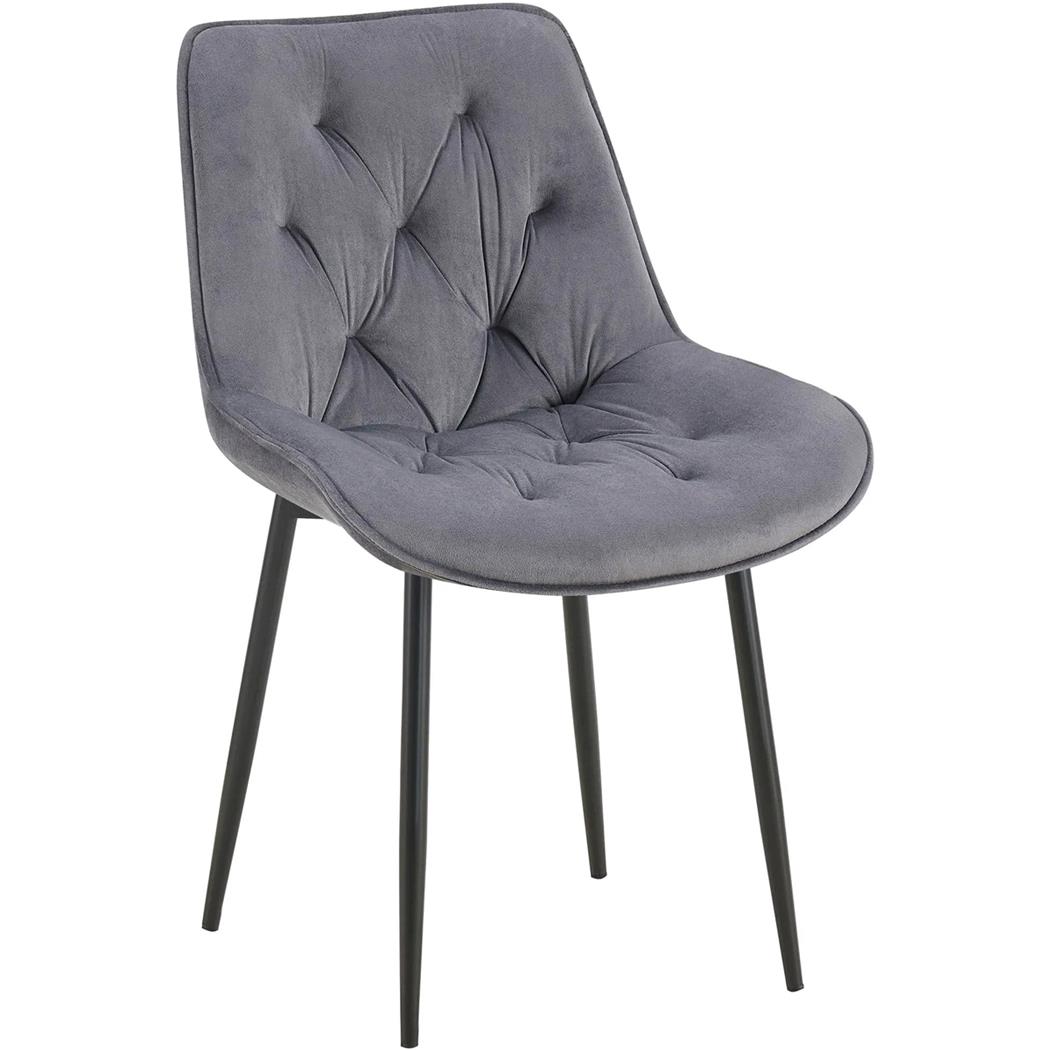 Chaise visiteur GRACE, Design Confortable et Elégant, Piétement métallique, en Velours Gris Foncé