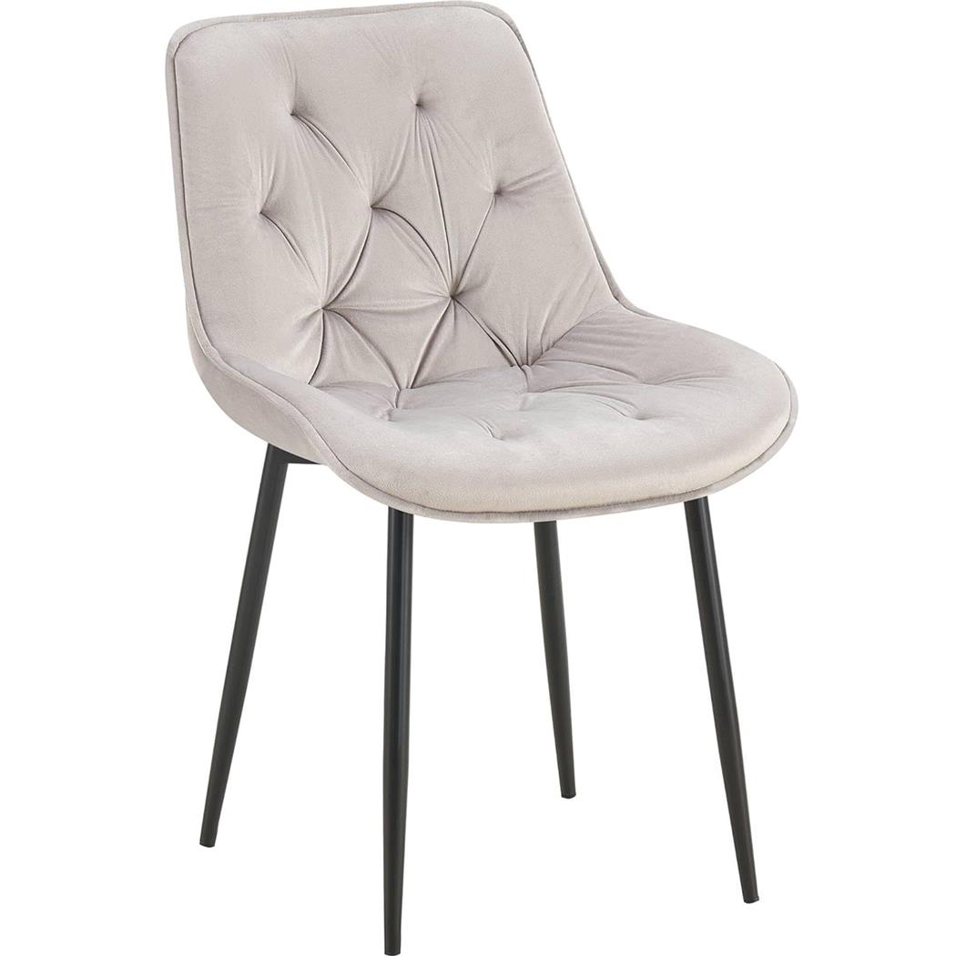 Chaise visiteur GRACE, Design Confortable et Elégant, Piétement métallique, en Velours Gris