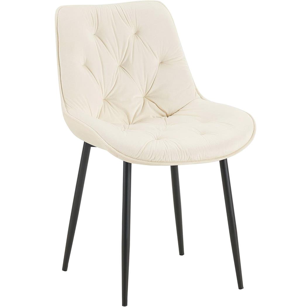 Chaise visiteur GRACE, Design Confortable et Elégant, Piétement métallique, en Velours Crème